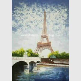 Torre Eiffel contemporánea de la pintura del cuchillo de paleta cubierta con capa plástica gruesa